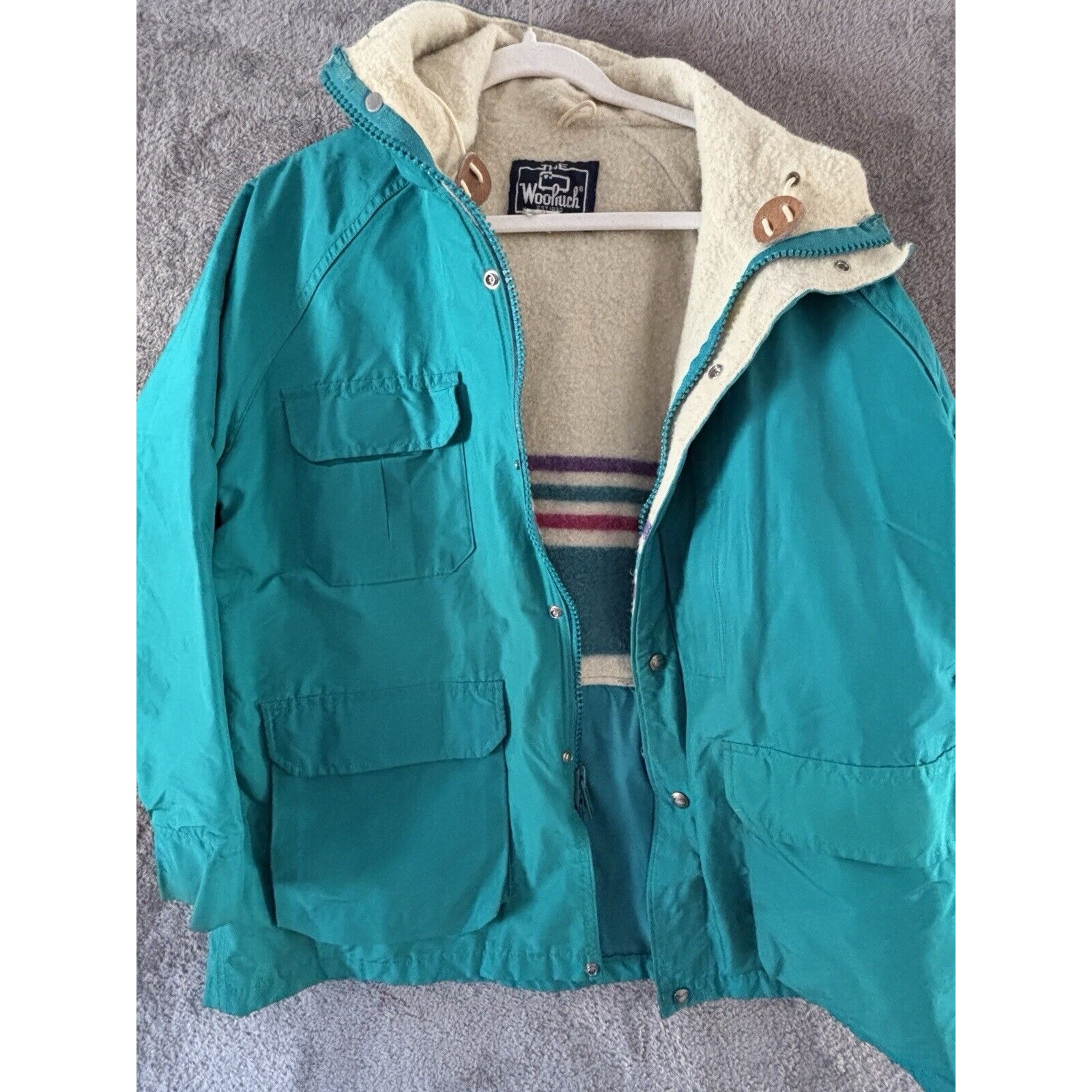 Vintage Woolrich Field Coat Jacket Women Sz Large Made In Usa Wool Lined 8315